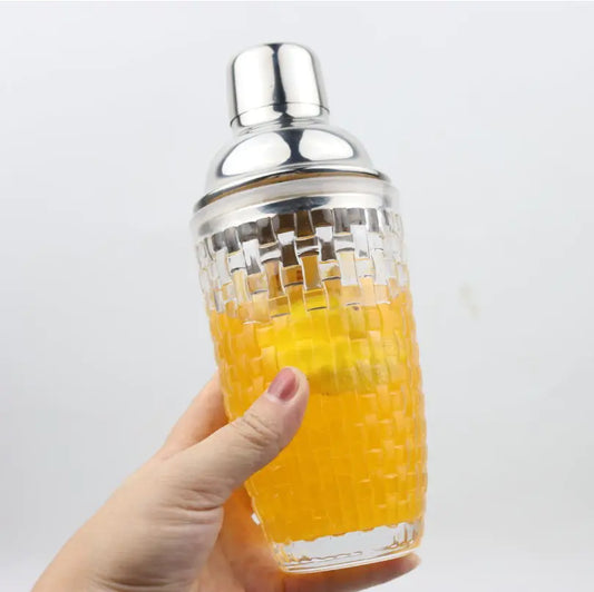 Stainless Steel Cocktail Shaker with Glass Cup 400ml