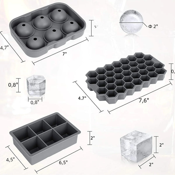 Silicone Ice Cube Tray Set - Food Grade Honeycomb Design