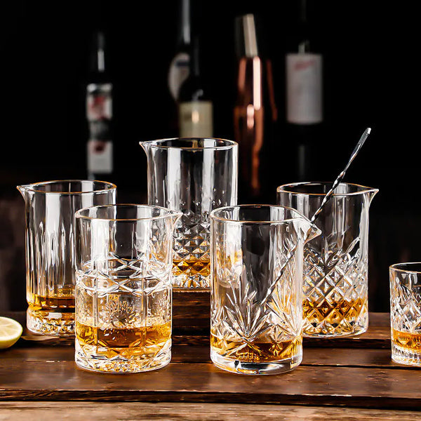 Japanese Etched Crystal Mixing Glass