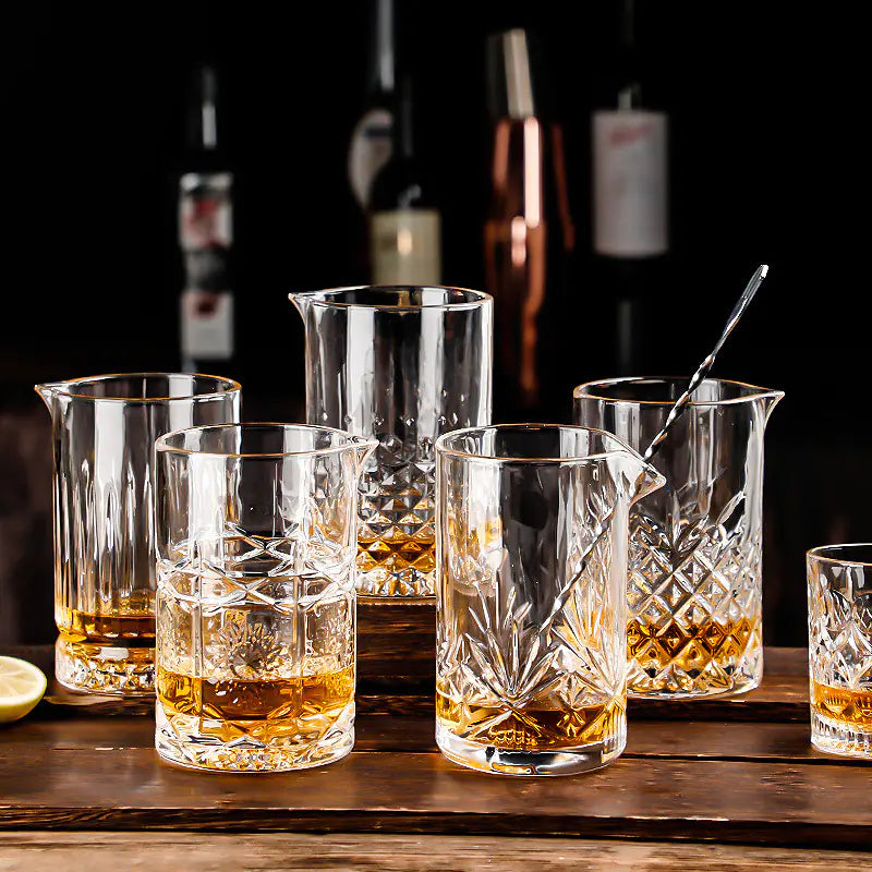 Japanese Etched Crystal Mixing Glass