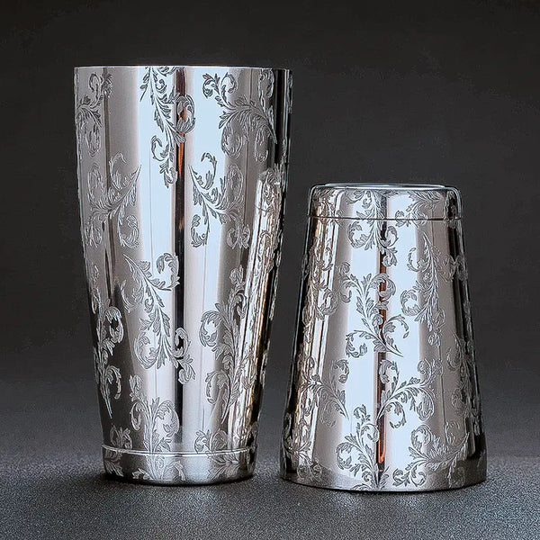 Engraved Stainless Steel Boston Cocktail Shaker Tools