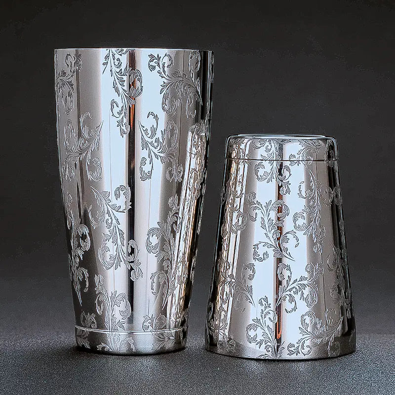 Engraved Stainless Steel Boston Cocktail Shaker Tools